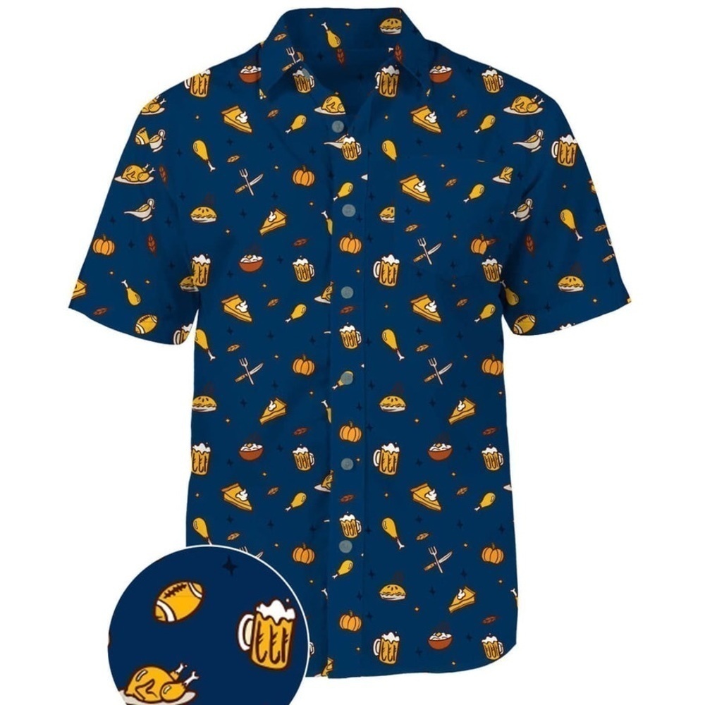 TipsyElves, Button Down Hawaiian Shirt w/ Holiday Motif, AWESOME! L